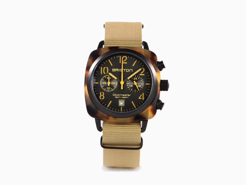 Briston Clubmaster Classic Safari Quartz Watch, Black, 40 mm, 14140.PBAM.TS.5.NK