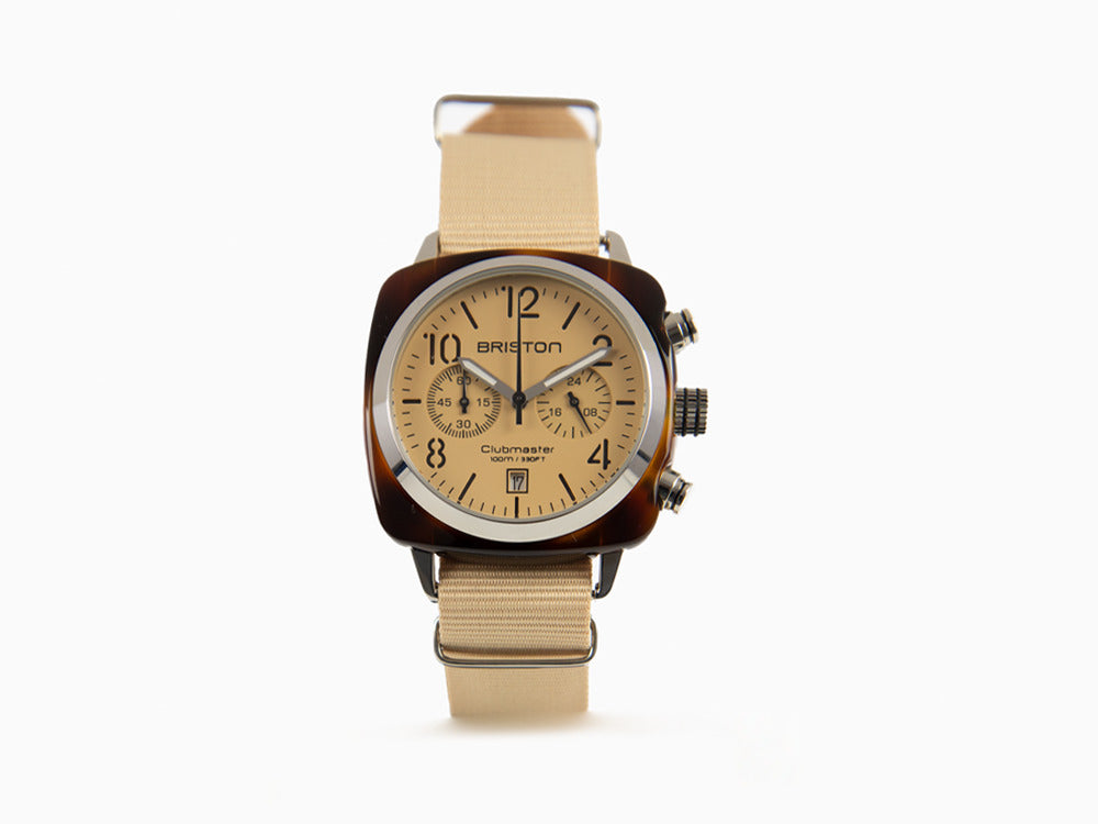 Briston Clubmaster Classic Terracotta Watch, Beige, 40 mm, 20140.SA.T.39.NTV