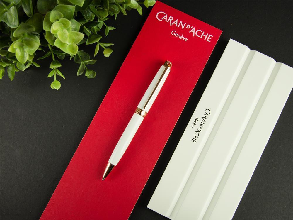 Caran d´Ache Léman Slim White Rosegold Ballpoint pen, Lacquer, White, 4781.001