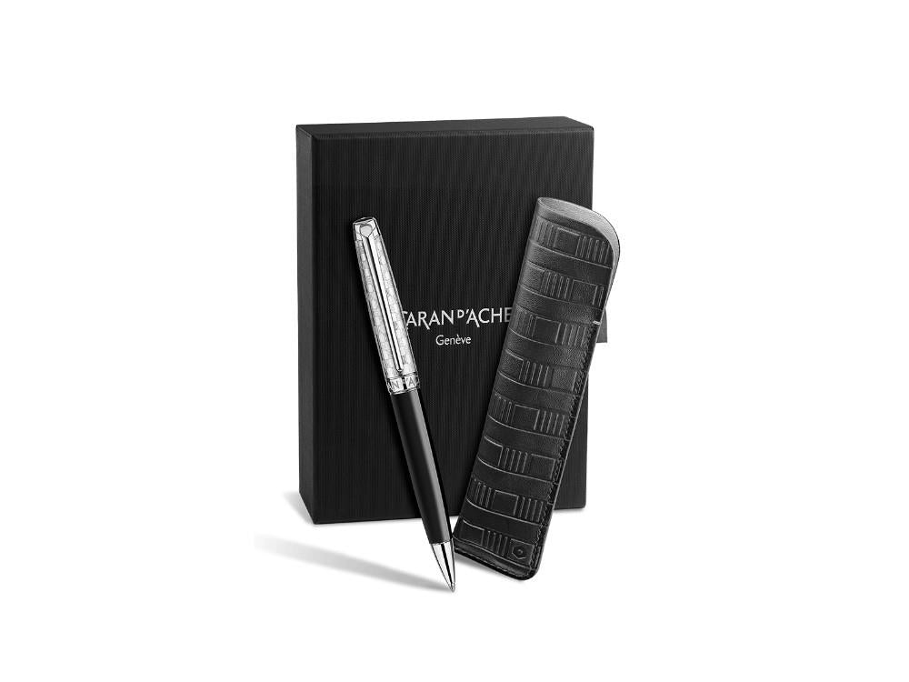 Caran d'Ache Léman Damier Set Ballpoint pen & Black Leather Case, 4789.566