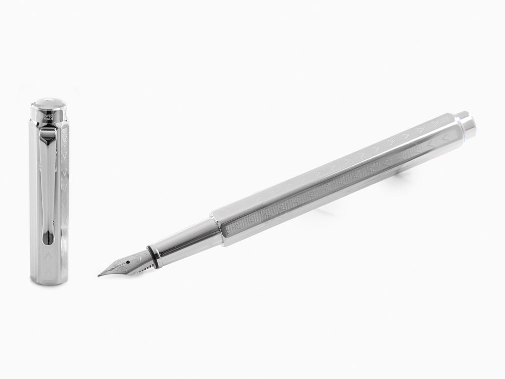 Caran d´Ache Ecridor Chevron Fountain Pen, Palladium, Silver, 958.286
