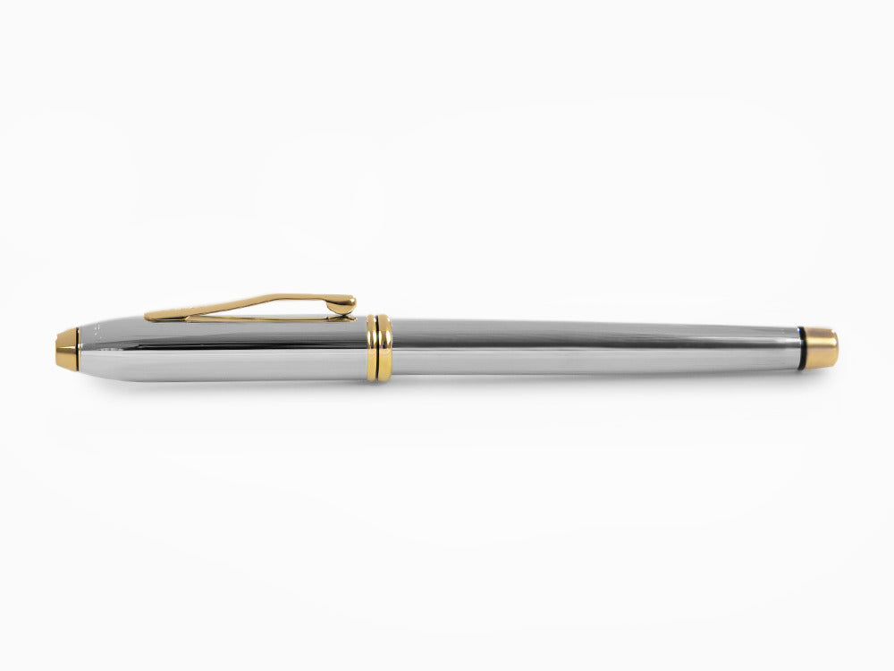 Cross Townsend Fountain Pen, Chrome, Silver, Polished, 23K Gold plated