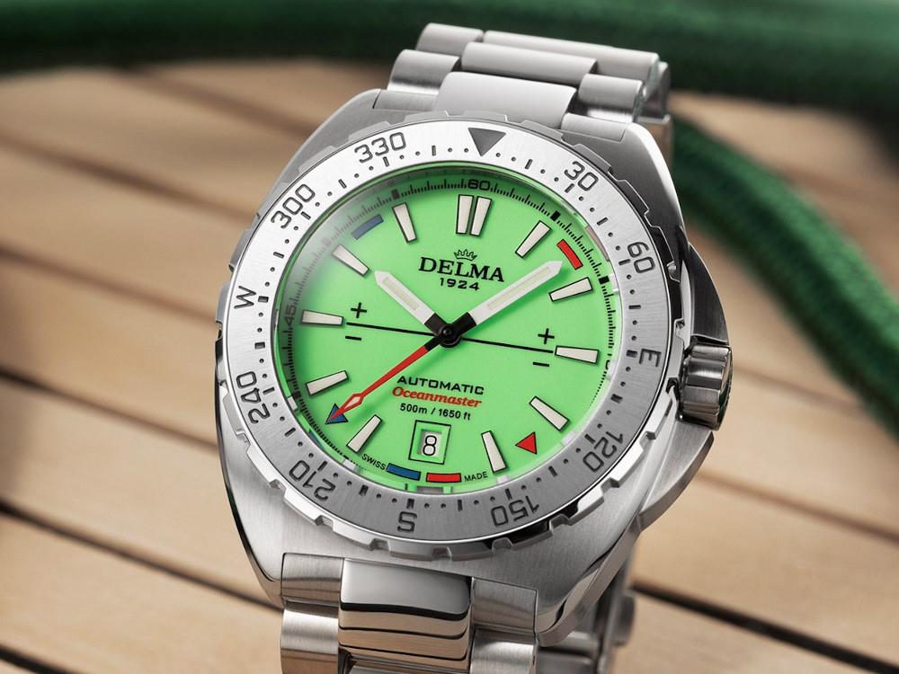 Delma Diver Oceanmaster Lume Automatic Watch, Green, 44 mm, 41701.670.6.149