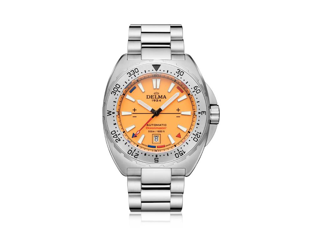Delma Diver Oceanmaster Lume Watch, Orange, 44 mm, 41701.670.6.159