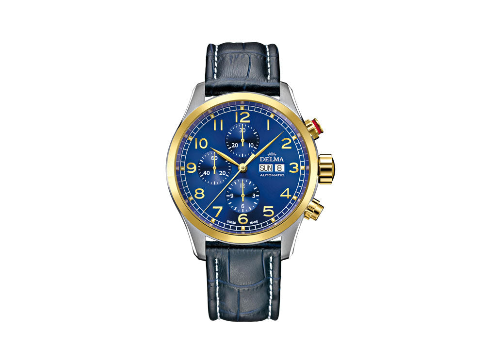 Delma Aero Pioneer Chronograph Automatic Watch, Blue, 45 mm, 52601.580.6.042