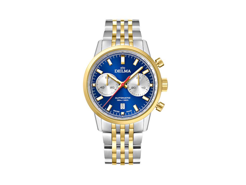 Delma Racing Continental Automatic Watch, PVD Gold, Blue, 42 mm, 52701.702.6.041