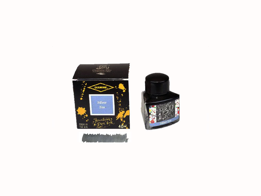 Diamine 1864 Silver Fox, 150th Anniversary Ink Bottle, 40ml, Crystal