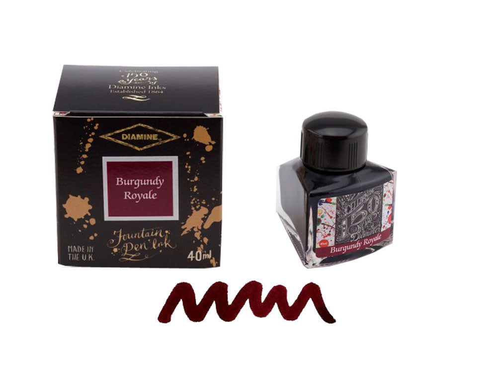 Diamine Ink Bottle, 40ml., Burgundy Royale, Crystal