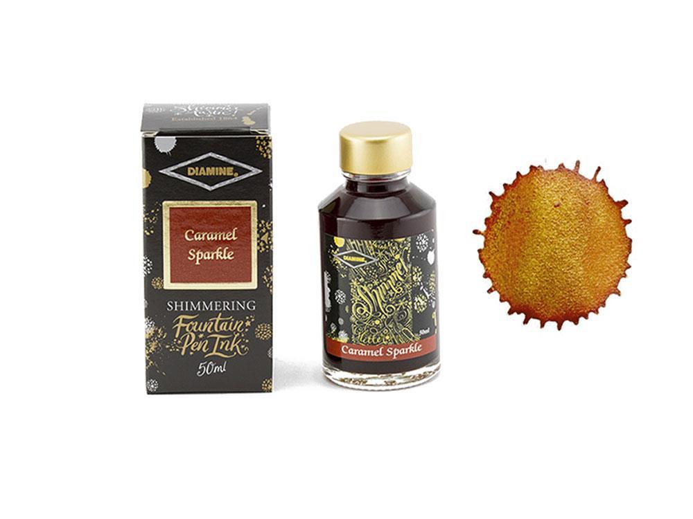 Diamine Shimmering Caramel Sparkle Ink Bottle, 50ml, Brown, Crystal