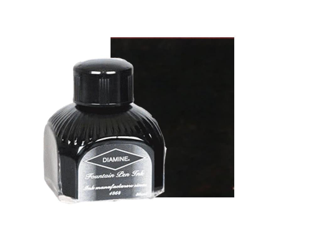 Diamine Ink Bottle, 80ml., Jet Black, Italyan crystal bottle