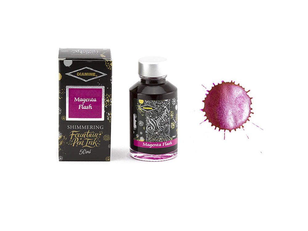 Diamine Shimmering Magenta Flash Ink Bottle, 50ml, Crystal