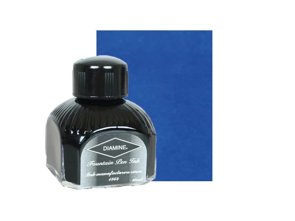 Diamine Ink Bottle, 80ml., Mediterranean Blue, Italyan crystal bottle
