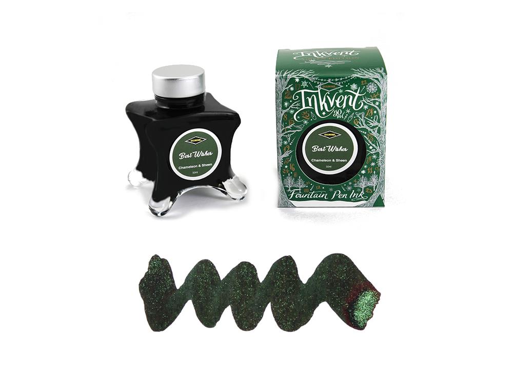 Diamine Best Wishes Ink Vent Green Ink Bottle, 50ml, Chameleon & Sheen