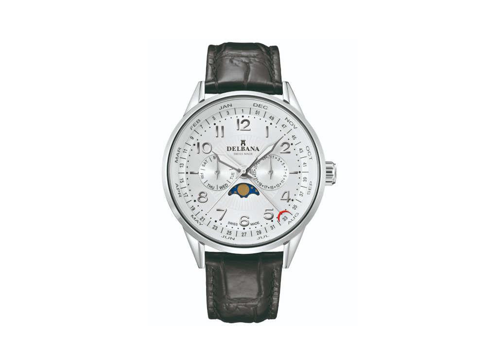 Delbana Classic Retro Moonphase Quartz Watch, 42mm, Leather, 41601.646.6.064