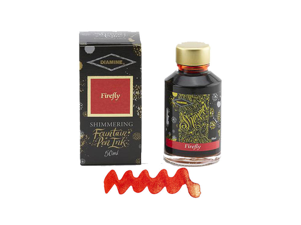 Diamine Shimmering Firefly Ink Bottle, 50ml., Orange, Crystal