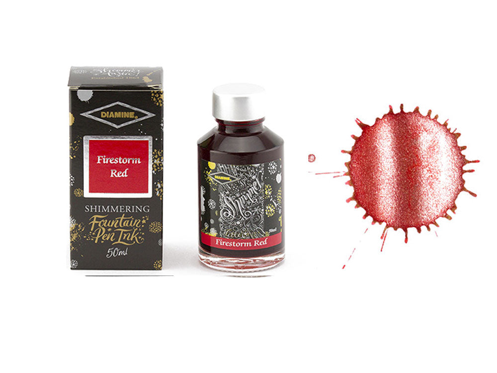 Diamine Shimmering Firestorm Red Ink Bottle, 50ml, Crystal