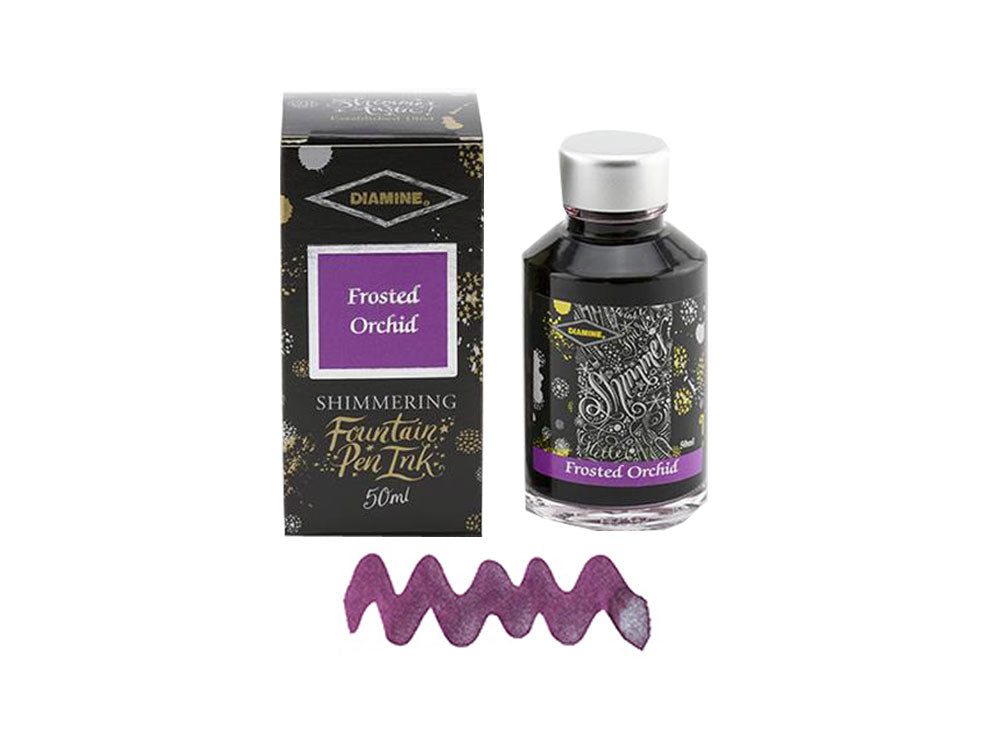 Diamine Shimmering Frosted Orchid Ink Bottle, 50ml., Crystal