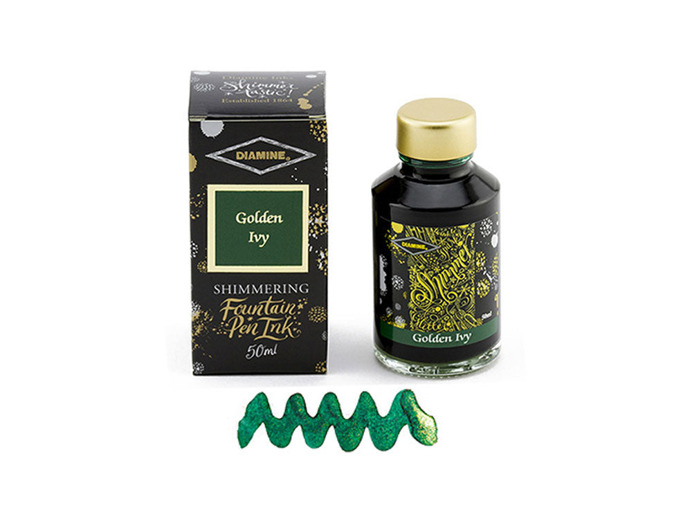 Diamine Shimmering Golden Ivy Ink Bottle, 50ml., Crystal