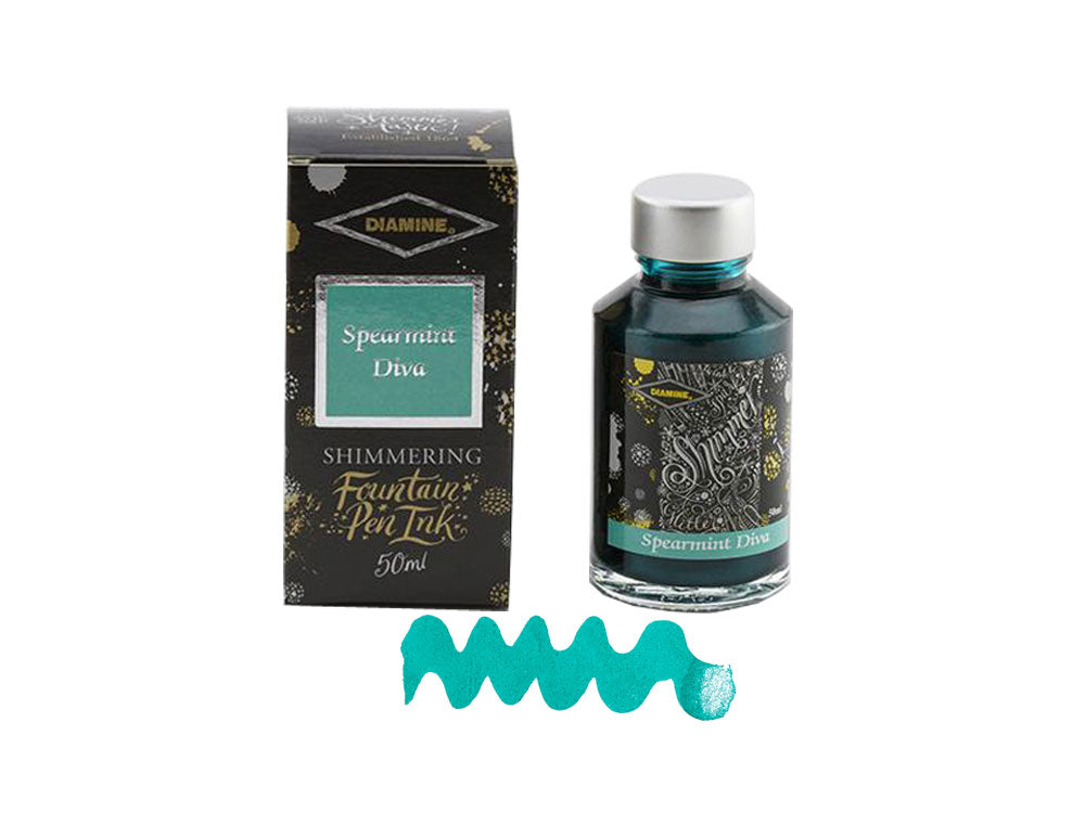 Diamine Shimmering Spearmint Diva Ink Bottle, 50ml., Crystal