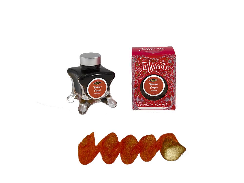 Diamine Vintage Copper Ink Vent Red Ink Bottle, 50ml, Orange, Glass