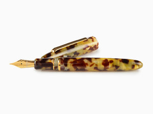 Esterbrook Estie Tortoise Fountain Pen, Black Resin, Gold plated, E136