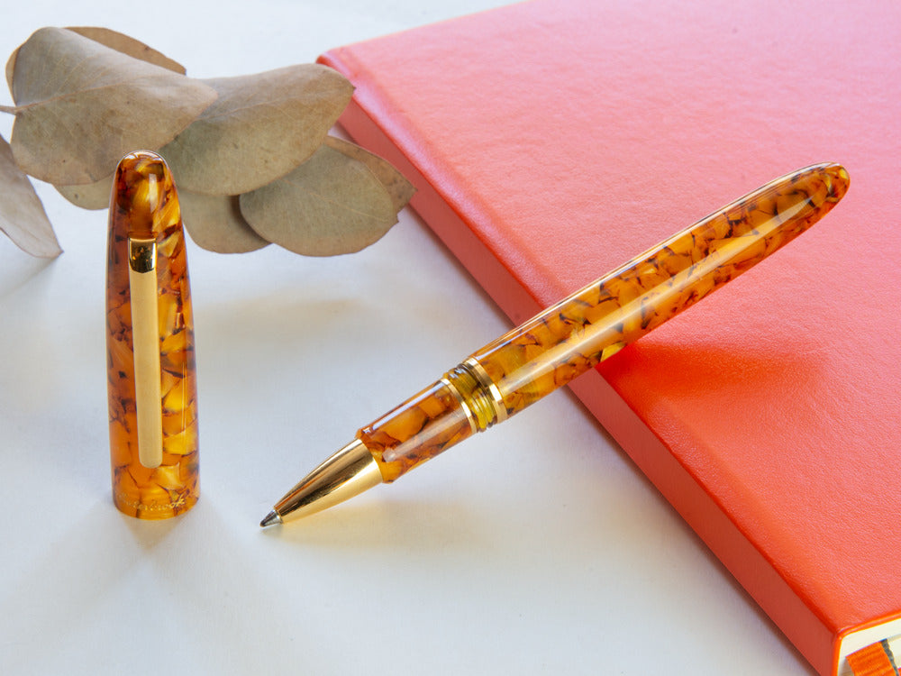 Esterbrook Estie Honeycomb Rollerball pen, Resin, Amber, Gold plated, E427