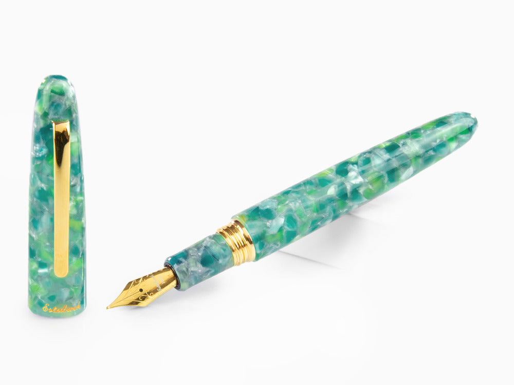 Esterbrook Estie Oversize Sea Glass Fountain Pen, Gold plated, ESG806