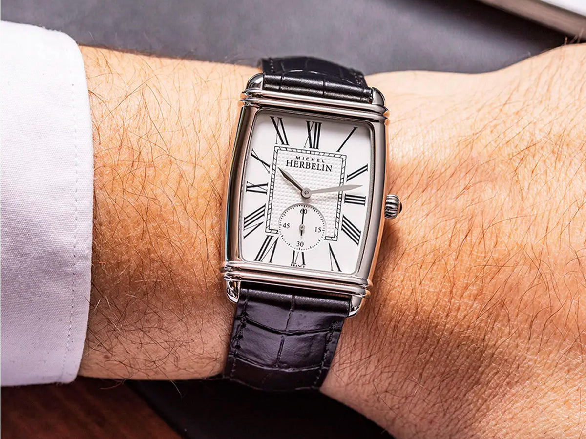 Herbelin Art Deco Tonneau Quartz Watch, Silver, 30mm, 10638AP08