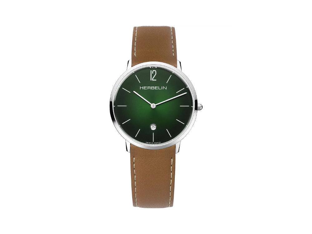 Herbelin City Quartz Watch, Stainless Steel 316L, Green, 39 mm, 19515AP16GD