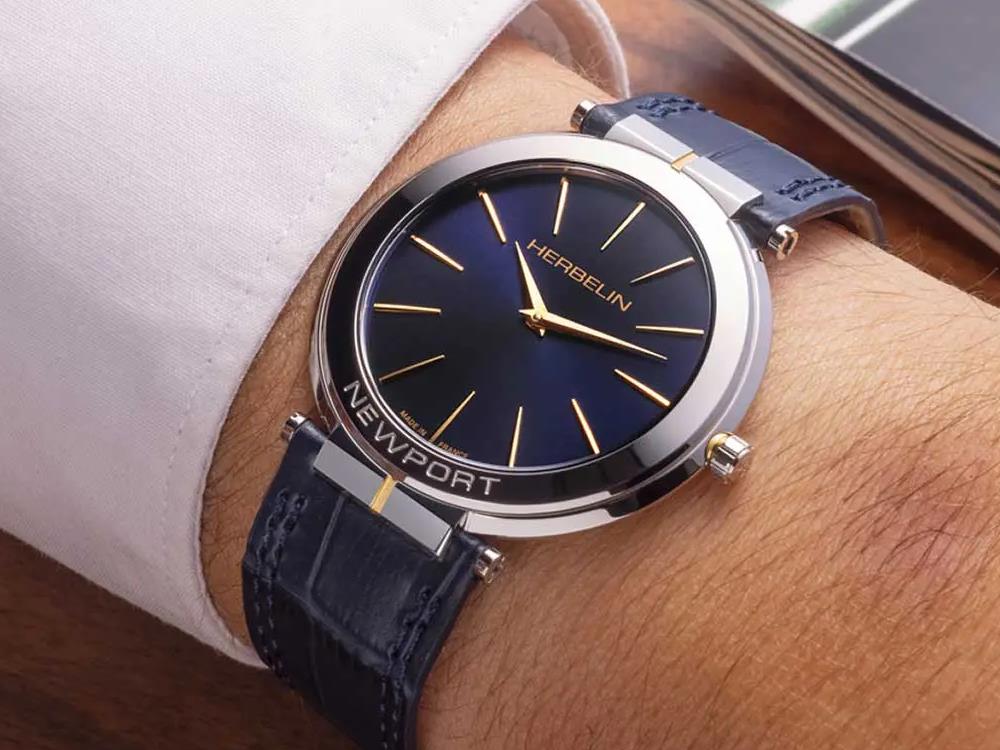 Herbelin Newport Slim Quartz Watch, Blue, 40 mm, 19522T15BL