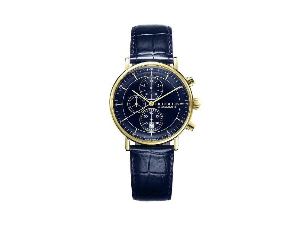 Herbelin Inspiration Quartz Watch, Stainless Steel 316L, Blue, 35647P15