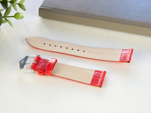 Hirsch Louisianalook Exotic embossed leather Strap, Red, 20 mm, 03427120-2-20