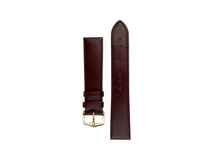Hirsch Osiris Leather Strap, Burgundy, 20 mm, PVD gold, 03475060-1-20
