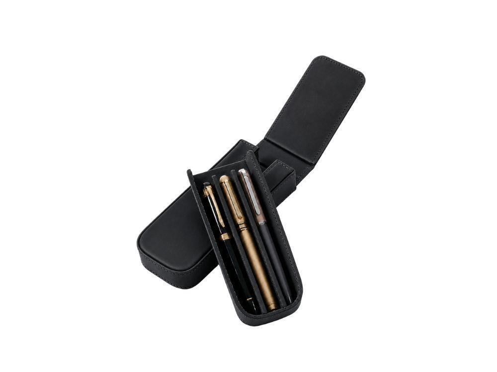 Iguana Pen Case Black for 3 writing items, PEN-CASE-BLACK-3