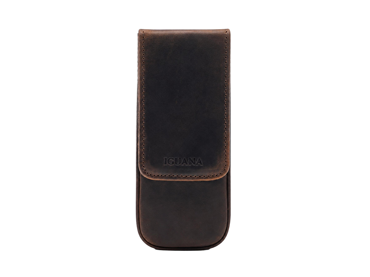 Iguana Pen Case Brown for 3 writing items, PEN-CASE-BROWN-3