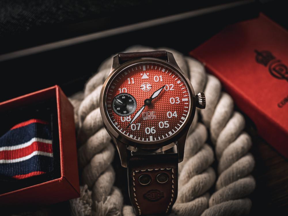 Indie Watch Swell Automatic Watch, PVD Bronze, Red, 42 mm, 257YB