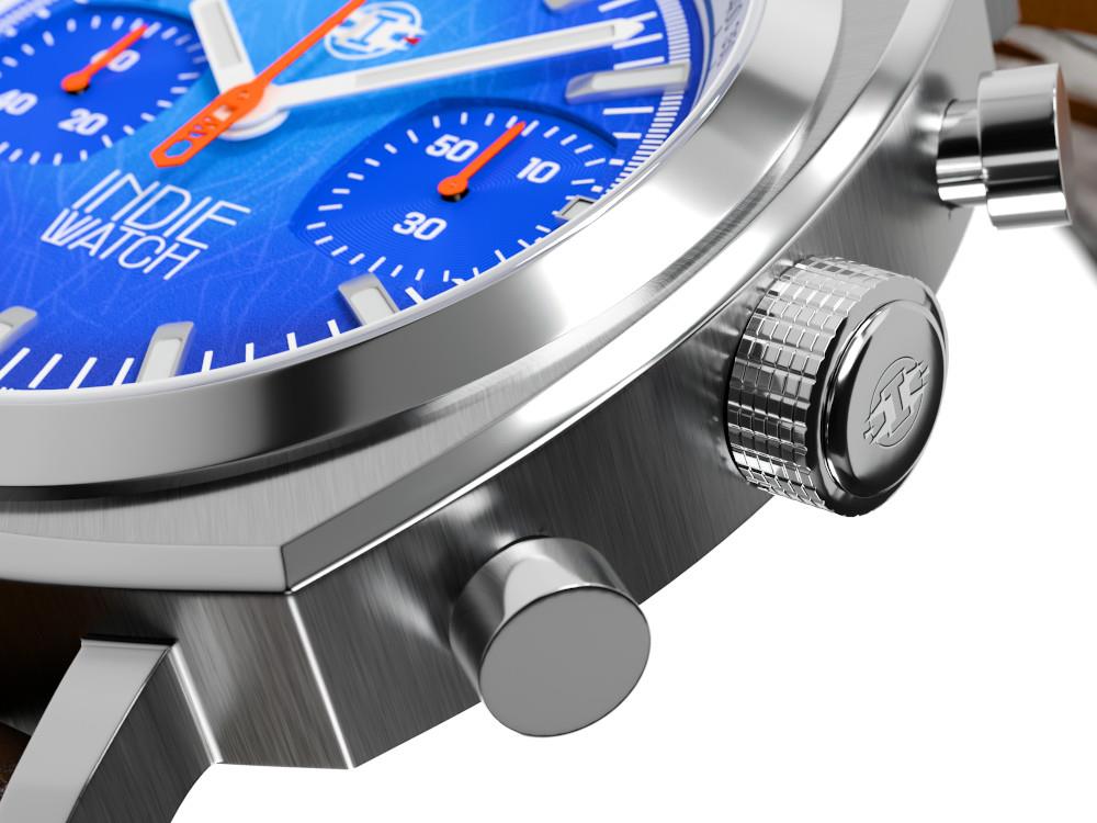 Indie Watch Strum Quartz Watch, Blue, 42 mm, Chronograph, 521K