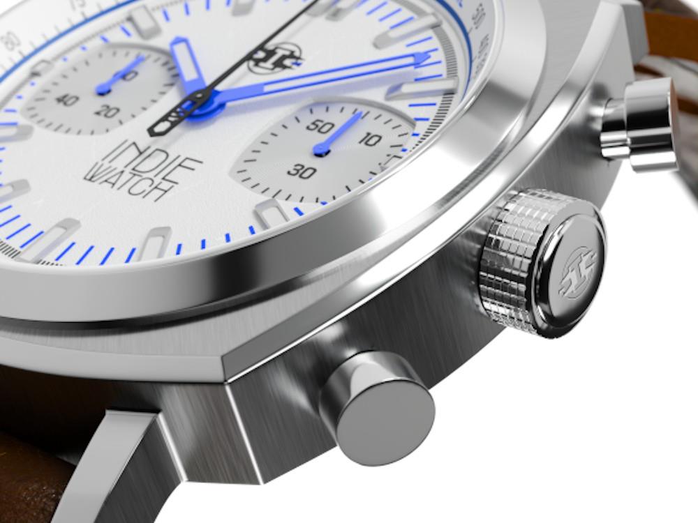 Indie Watch Strum Quartz Watch, White, 42 mm, Chronograph, 521L