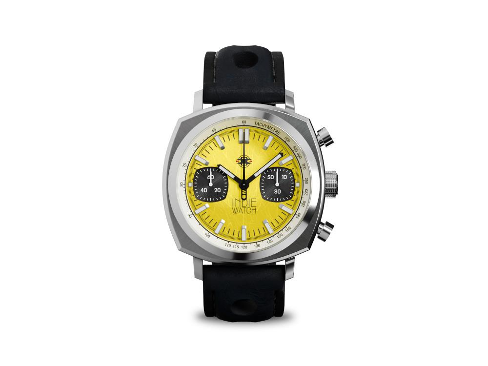 Indie Watch Strum Quartz Watch, Yellow, 42 mm, Chronograph, 521M