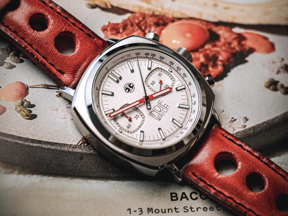 Indie Watch Strum Quartz Watch, White, 42 mm, Chronograph, 521R