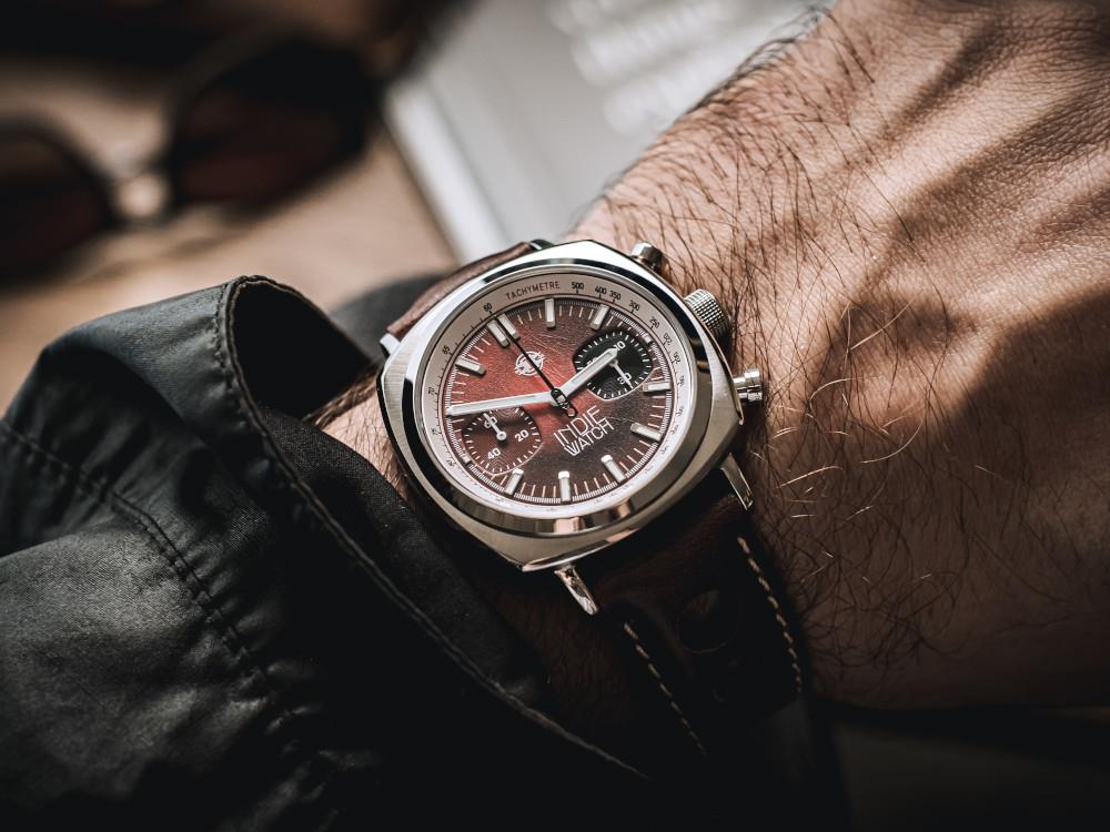 Indie Watch Strum Quartz Watch, Red, 42 mm, Chronograph, 521T