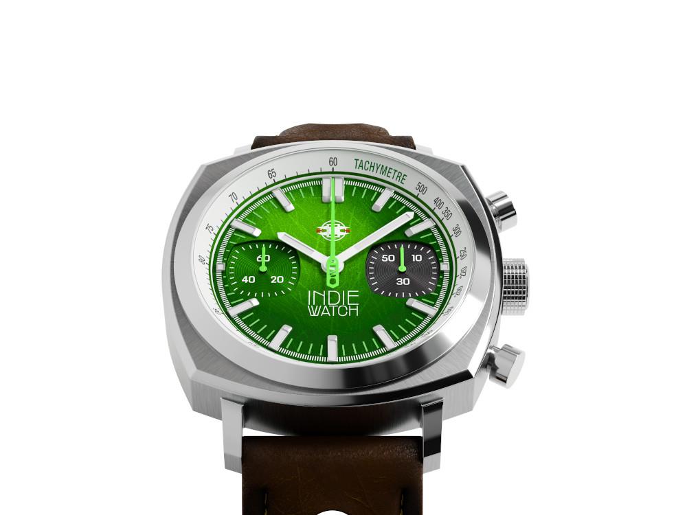 Indie Watch Strum Quartz Watch, Green, 42 mm, Chronograph, 521W