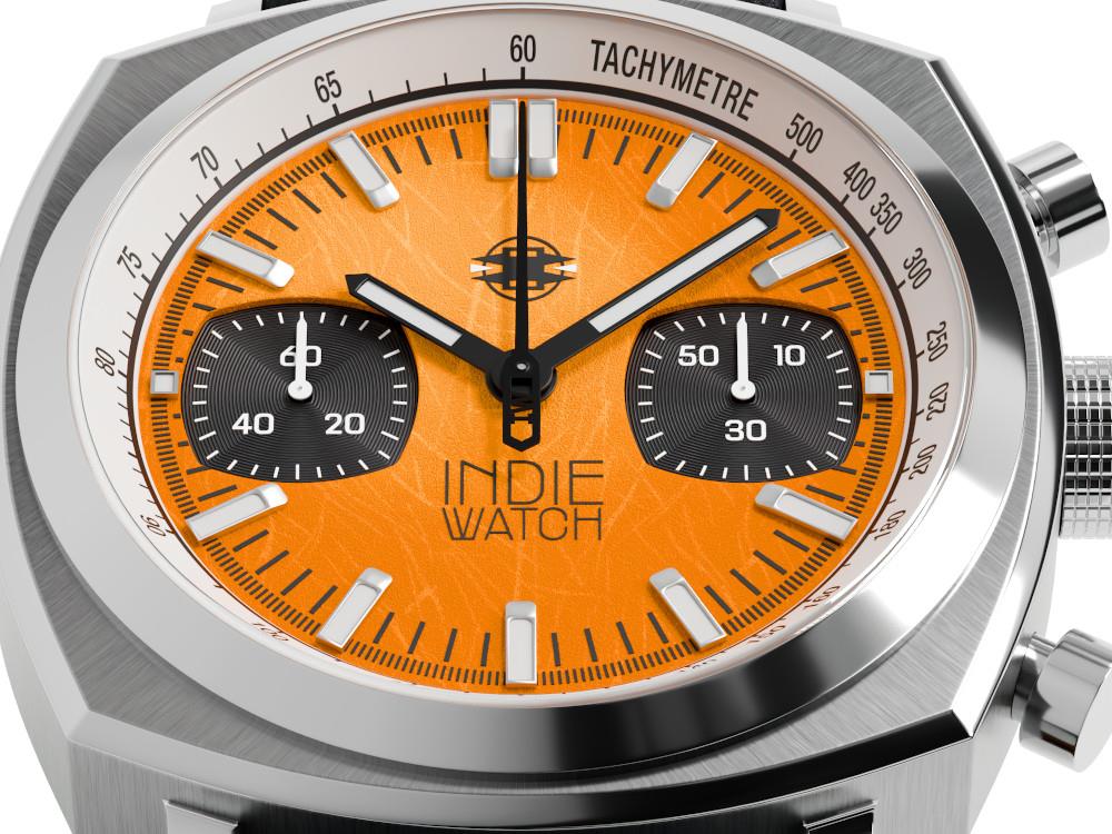 Indie Watch Strum Quartz Watch, Orange, 42 mm, Chronograph, 521X