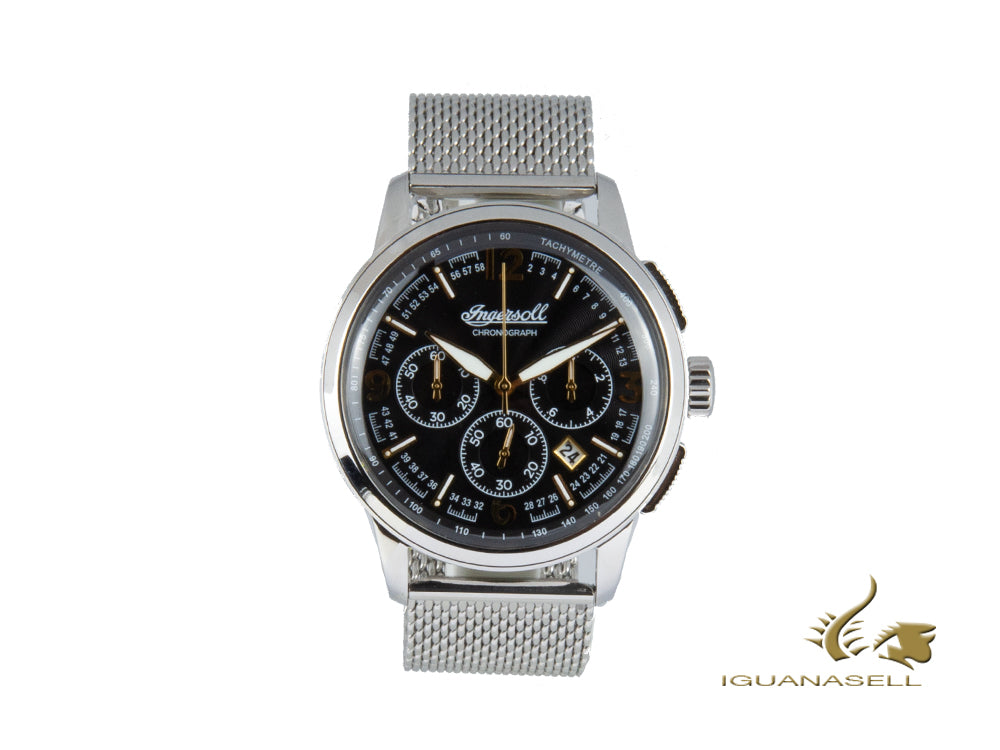 Ingersoll Regent Quartz Watch, Chronograph, 47mm, Black, Mesh