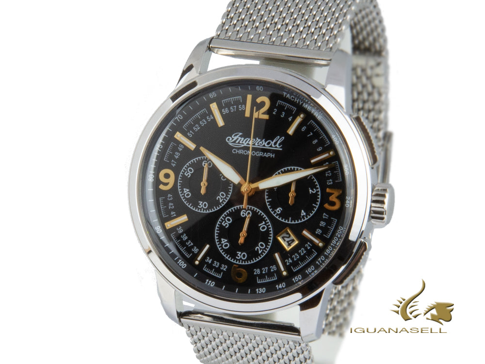 Ingersoll Regent Quartz Watch, Chronograph, 47mm, Black, Mesh strap, I00103