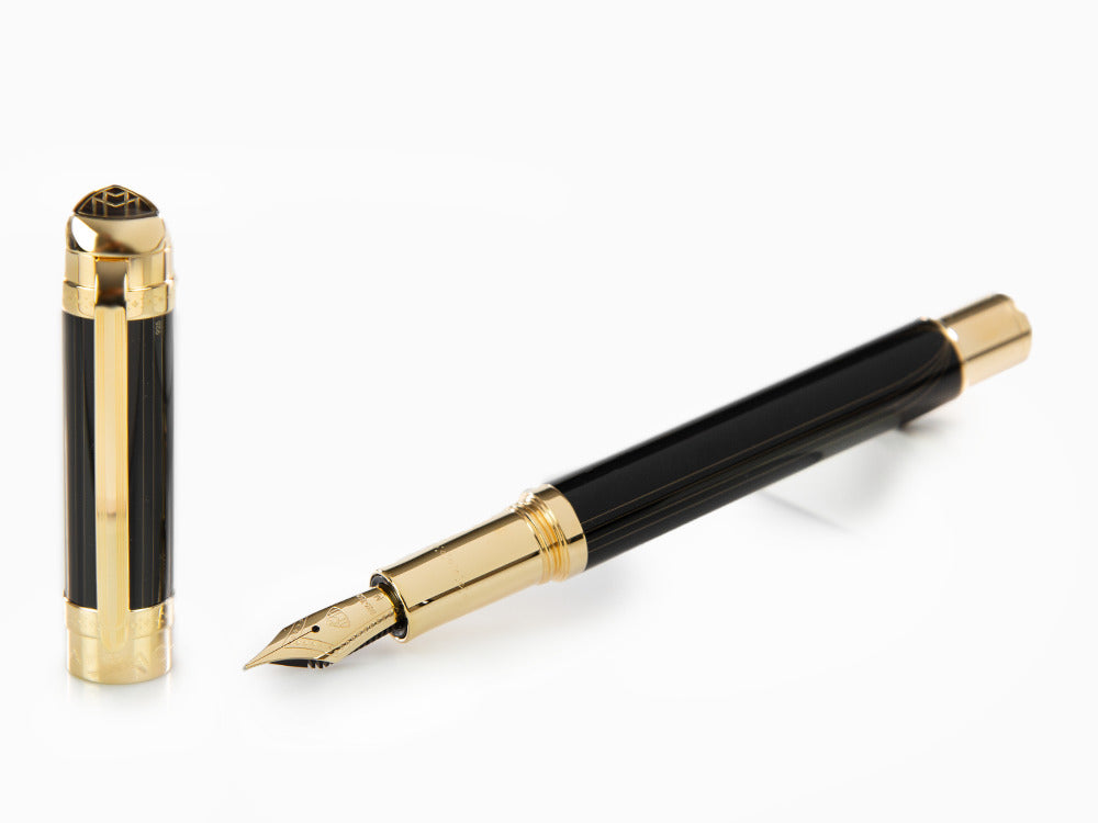 Maybach The Peak I Lustrous Midnight Fountain Pen, Gold plated, Black