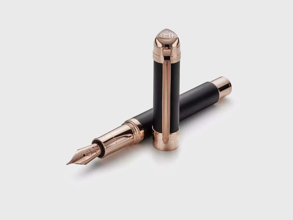 Maybach The Peak I Fountain Pen, Volcanic Black, Rose Gold