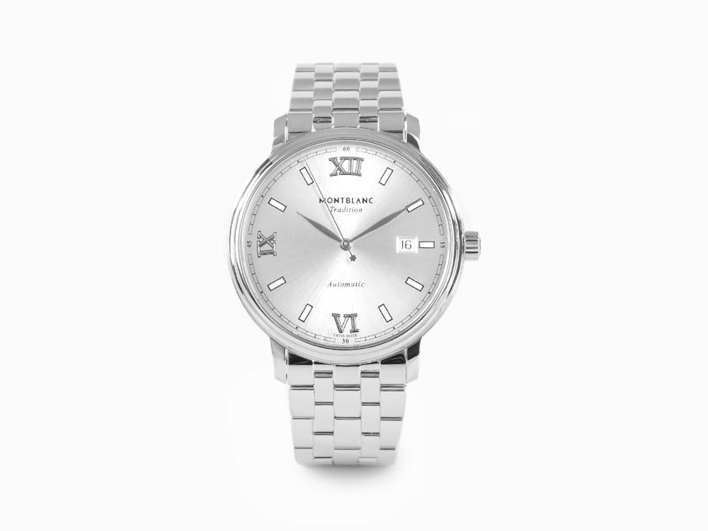 Montblanc Tradition Automatic Watch, Silver, 40 mm, Steel bracelet