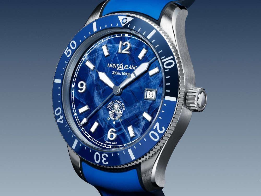 Montblanc 1858 Iced Sea Automatic Watch, Ceramic, Blue, 41 mm, 129370