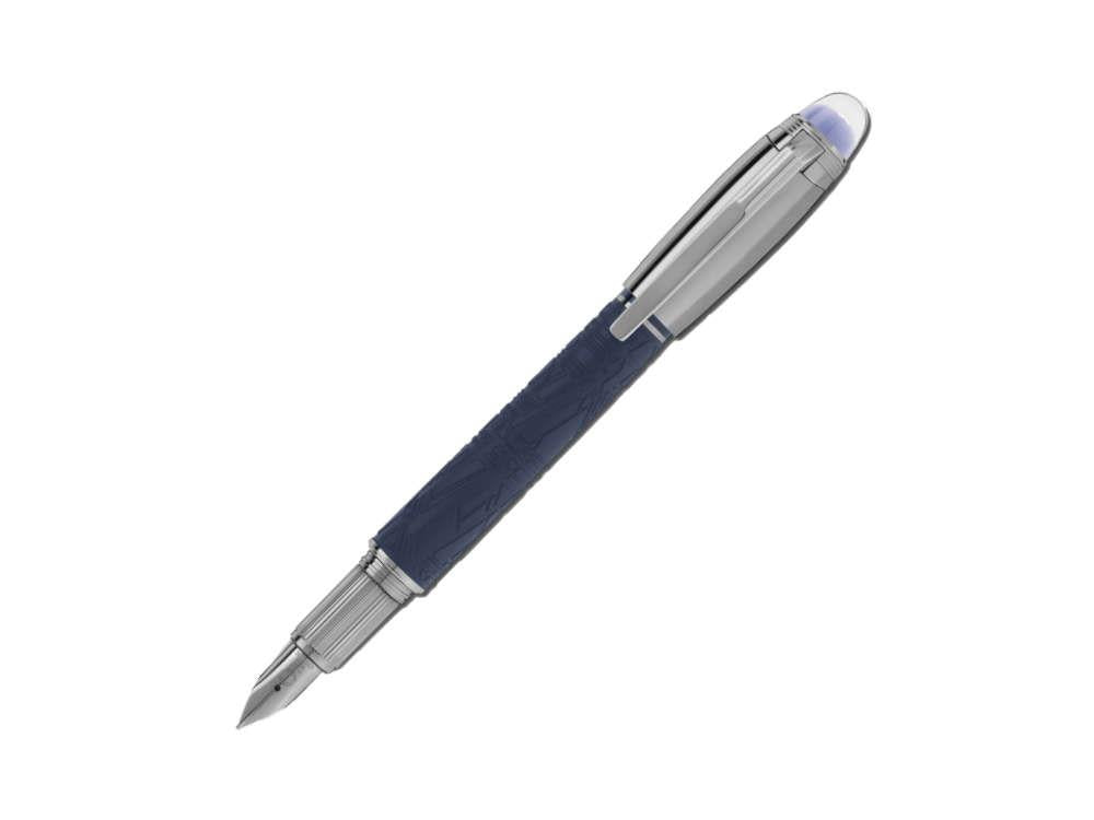 Montblanc StarWalker SpaceBlue Doué Fountain Pen, Ruthenium trim, 130215